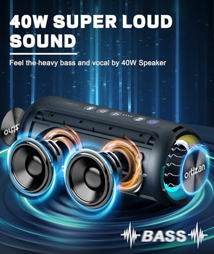 Bluetooth speaker with 40W super loud sound and heavy bass