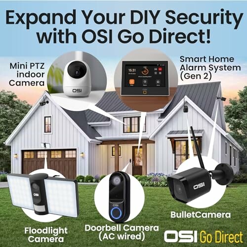 Home security products from OSI Go Direct including cameras and alarm system.