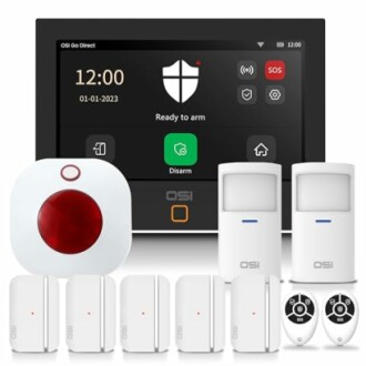 Home security system kit with control panel and sensors