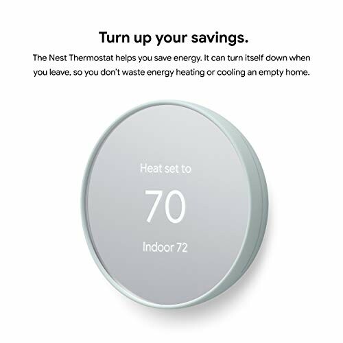 Nest Thermostat display showing energy-saving features.