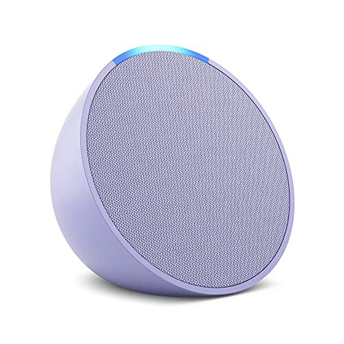 Purple smart speaker with a mesh front and LED light