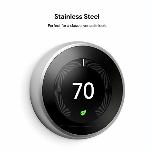 Stainless steel smart thermostat set to 70 degrees