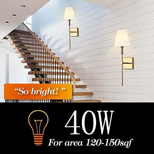 Modern staircase with wall sconces and lighting details.