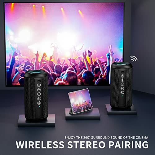 Wireless Stereo Speakers with a Concert Scene on Screen