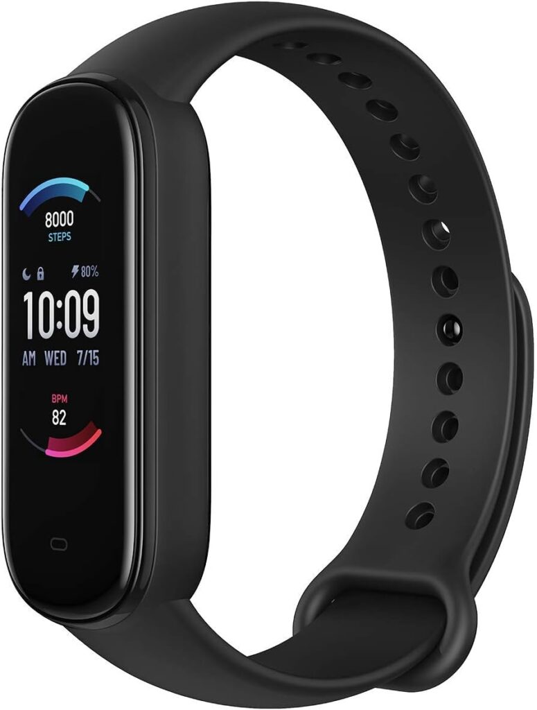 Amazfit Band 5 Activity Fitness Tracker with Alexa Built-in, 15-Day Battery Life, Blood Oxygen, Heart Rate, Sleep Stress Monitoring, 5 ATM Water Resistant, Fitness Watch for Men Women Kids, Black