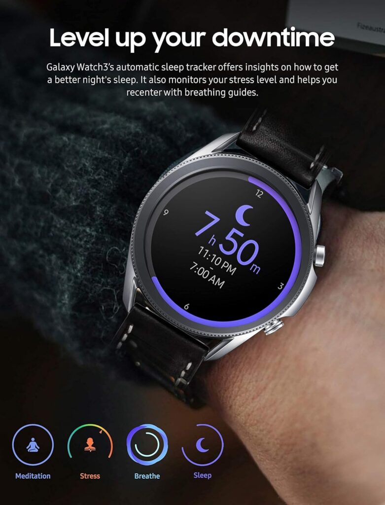 Samsung Galaxy Watch 3 (45mm, GPS, Bluetooth) Smart Watch with Advanced Health Monitoring, Fitness Tracking, and Long Lasting Battery - Mystic Black (Renewed)